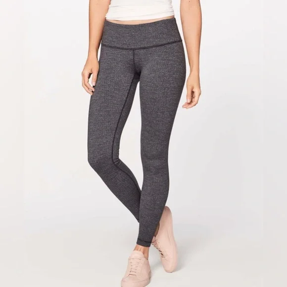 Lululemon Wunder Under Low-Rise Tight 28" Luon Variegated Knit Black Heathered 6 - Picture 2 of 13